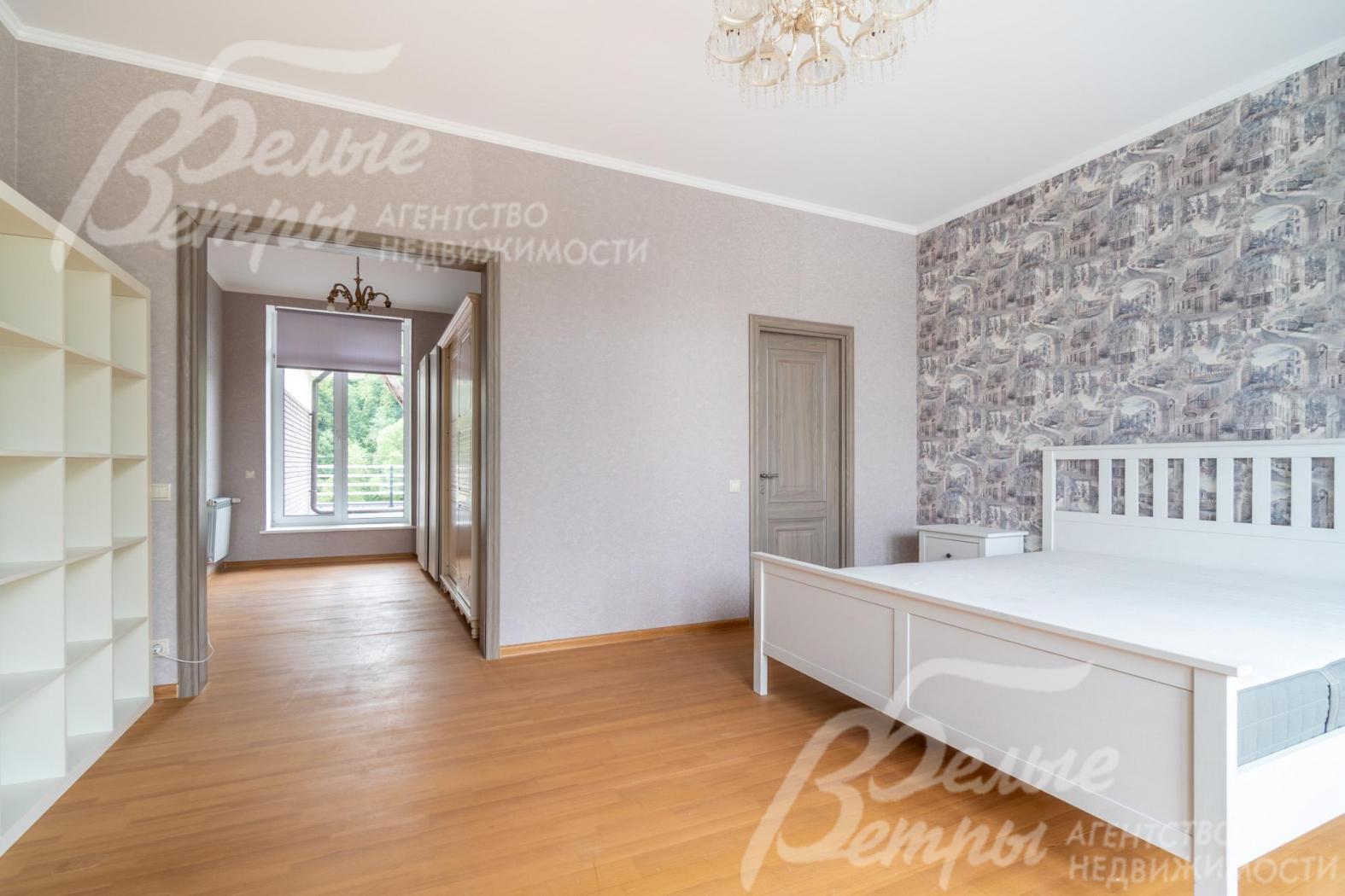 Мастер-спальня на втором этаже с открытой гардеробной зоной