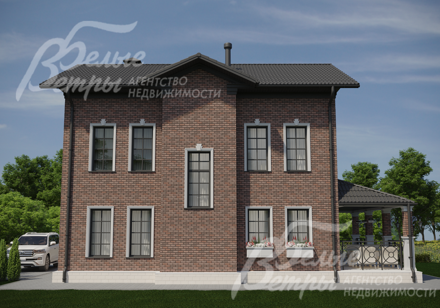 По периметру дома есть отмостка, также смонтирована дренажная система