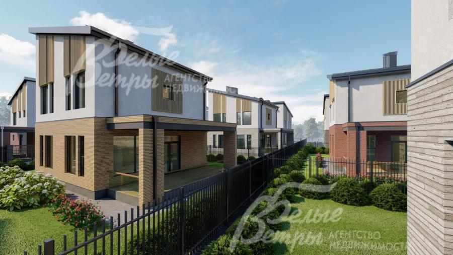 Все дома в коттеджном посёлке построены в едином стиле (рендер)