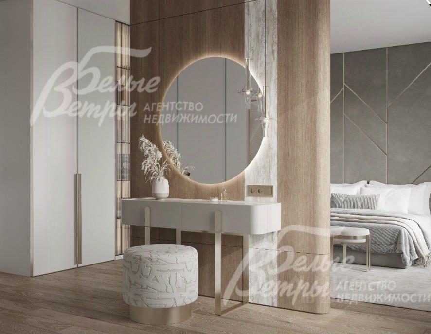 Визуализация: интерьер мастер-спальни с функциональным использованием фальш-стены (есть дизайн-проект)