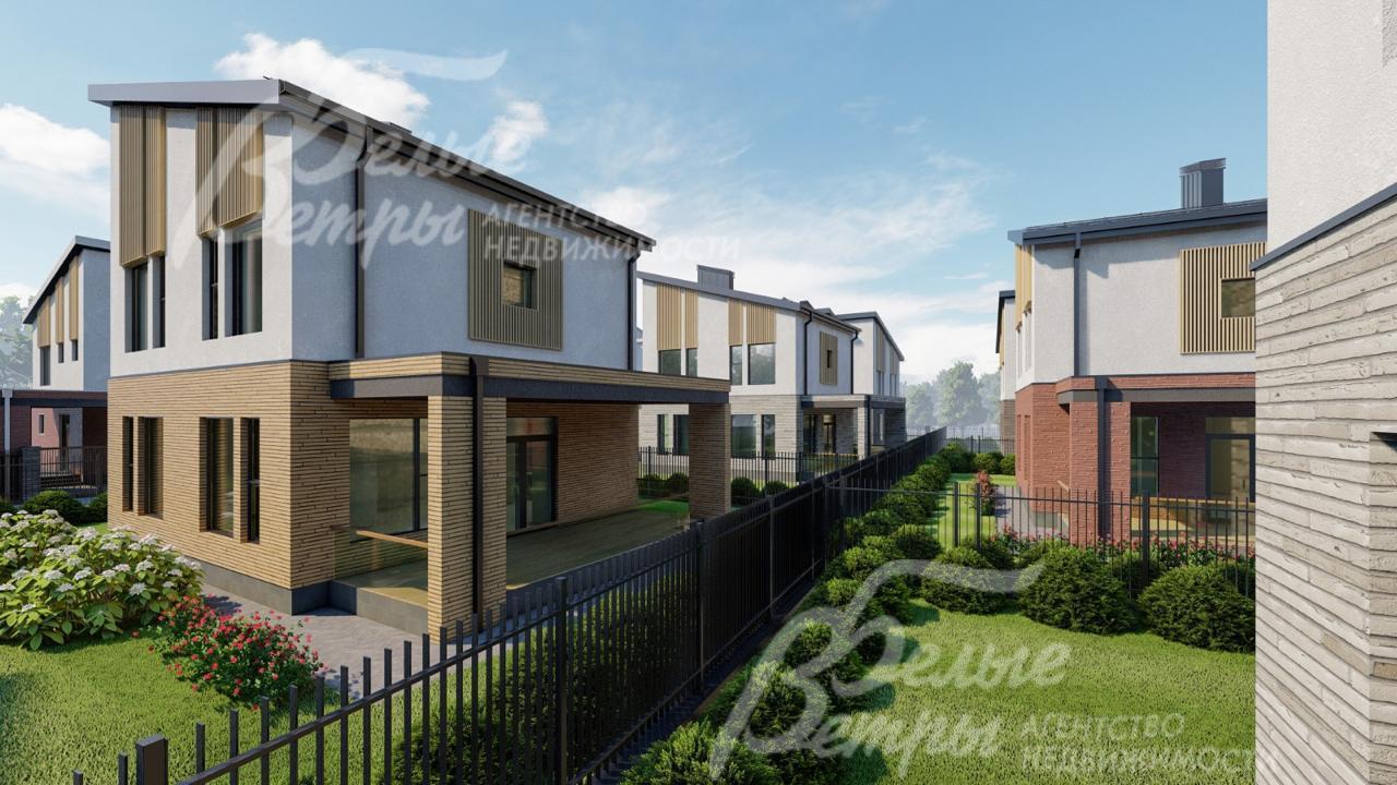 Все дома в коттеджном посёлке построены в едином стиле (рендер)