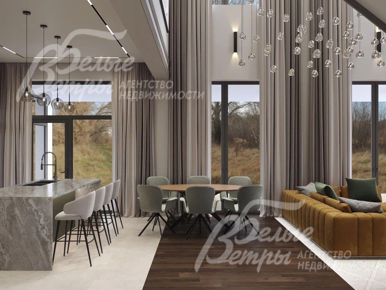 Визуализация проекта: гостиная-кухня-столовая