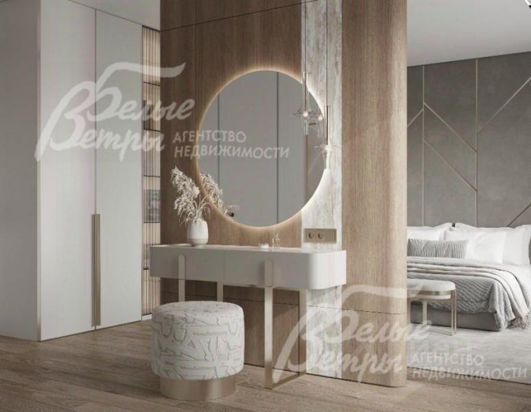 Визуализация: интерьер мастер-спальни с функциональным использованием фальш-стены (есть дизайн-проект)